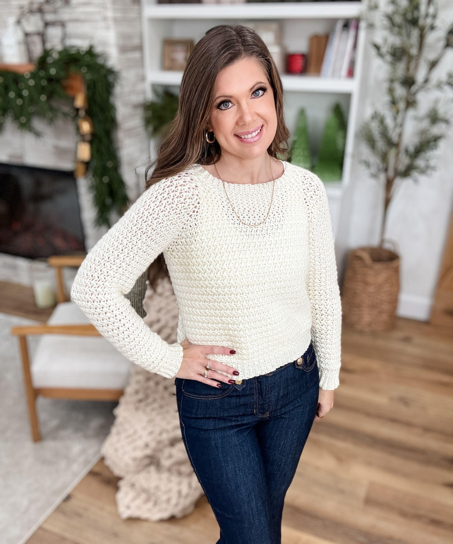 Caribbean Sea Sweater Crochet Pattern – Lacy Summer Top, Fingering Weight, XS–5X | PDF Digital Download